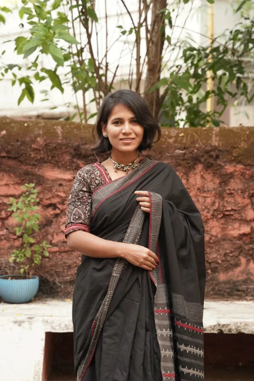 Sadhna"Kaala Sutra"Mangalagiri Cotton Applique Saree