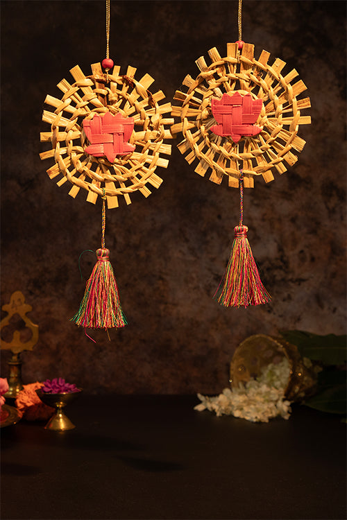 Greenkraft Mandala Lotus Handcrafted Banana Hanging - Set Of 2