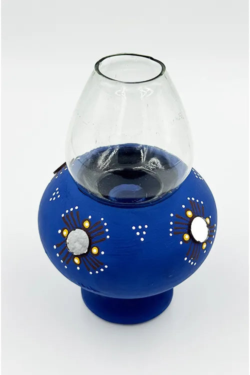 Antarang- Traditional Oil Lamps- Akhand Diyas- Blue(Set Of 2)