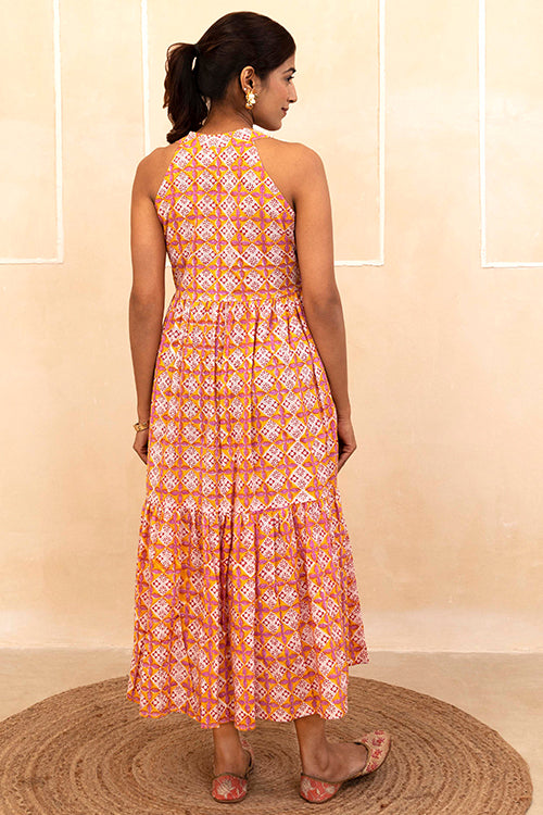 Shuddhi Mustard Halter Neck Dress