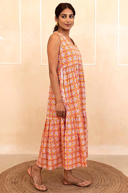 Shuddhi Mustard Halter Neck Dress
