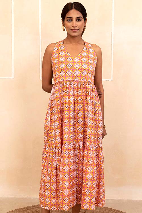 Shuddhi Mustard Halter Neck Dress