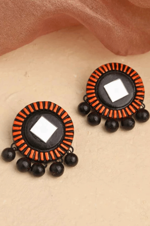 Mridah 'Kanchan' Mirror Work Terracotta Necklace Set