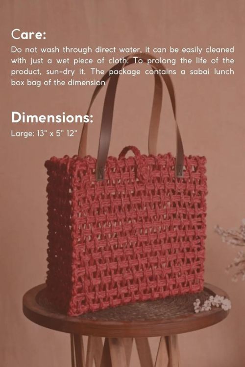 Kadam Haat Handmade Sabai Grass Mesh Bag - Large (Surkhi)