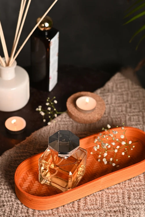 Kadam HaatHandmade Bamboo Bedside Tray - (Set of 2) - Orange