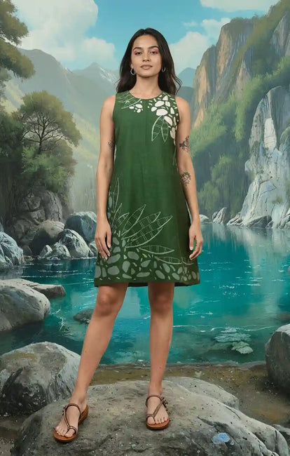 Okhai "River" Hand Applique and Embroidery work Pure Cotton Dress