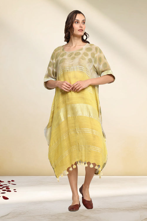 Bageeya "Basant"  Handwoven Slub Cotton Dress