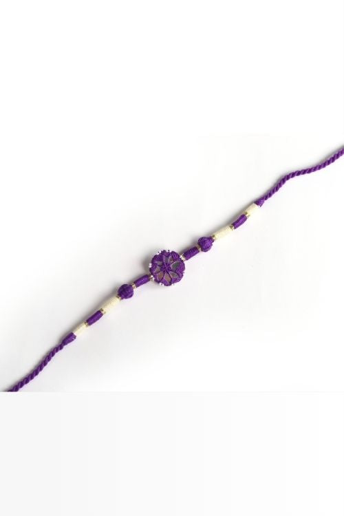 Antarang- Patwa Mirror Work, 100% Cotton, Bhai Rakhi Set. Purple- Yellow Ocher Made By Divyang Rural Women.