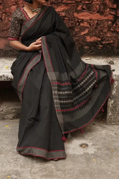 Sadhna"Kaala Sutra"Mangalagiri Cotton Applique Saree