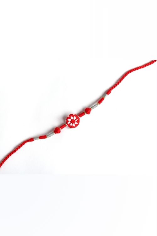 Antarang- Patwa Mirror Work, 100% Cotton, Bhai Rakhi Set. Blue- Red Made By Divyang Rural Women.