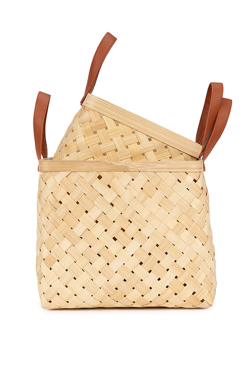 Greenkrafteira Handcrafted Bamboo Basket - Set Of 2