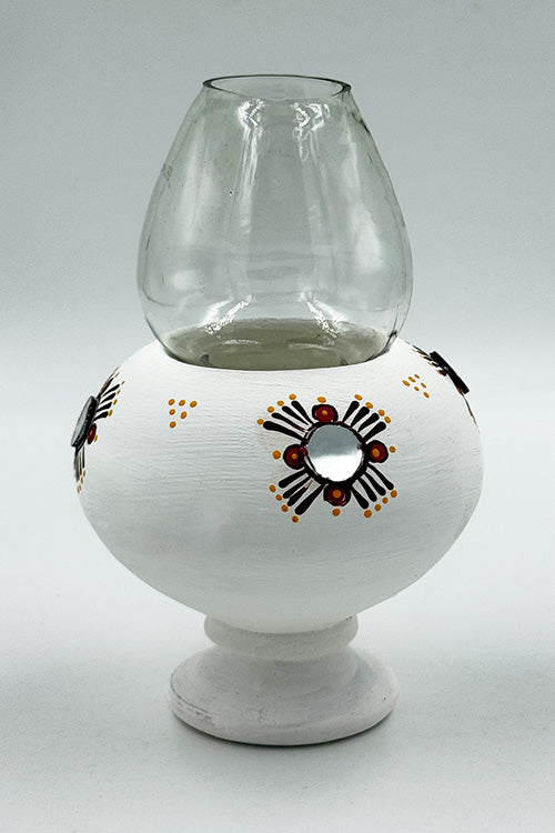 Antarang- Traditional Oil Lamps- Akhand Diyas- White(Set Of 2)