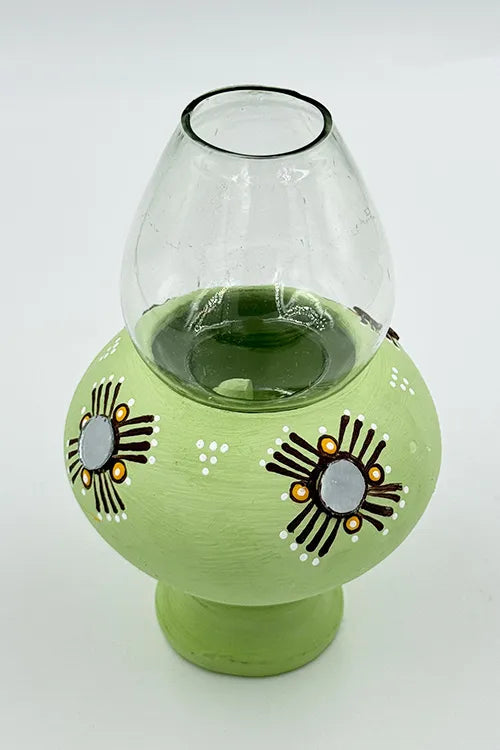 Antarang- Traditional Oil Lamps- Akhand Diyas- Green(Set Of 2)
