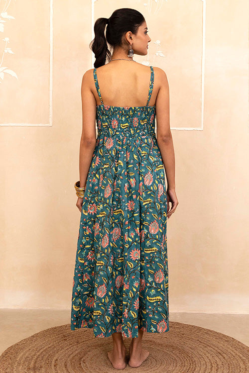 Shuddhi Teal Spaghetti Dress