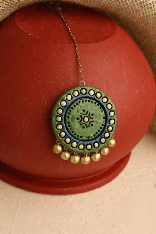 Mridah 'Chandrakala' Terracotta Choker Set With Maangtika