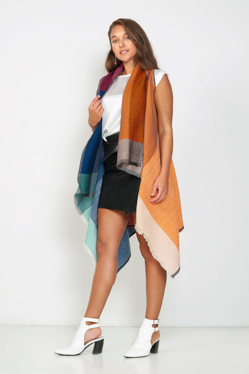 Fifth Origins Versatile Handwoven Cape/ Poncho Infinity Sunrise