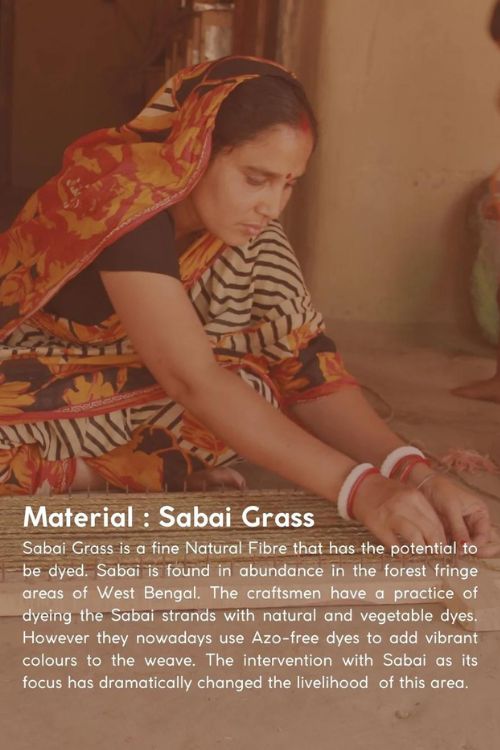 Kadam Haat Handmade Sabai Grass Mesh Bag - Large (Surkhi)