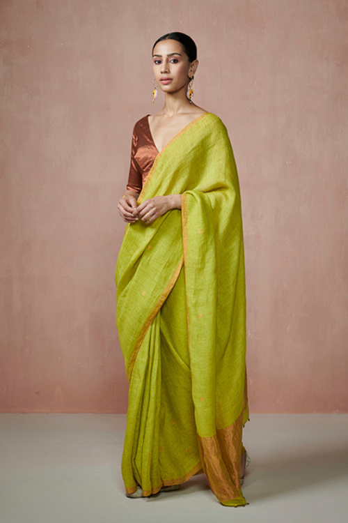 Dressfolk Firefly Forest Linen Saree