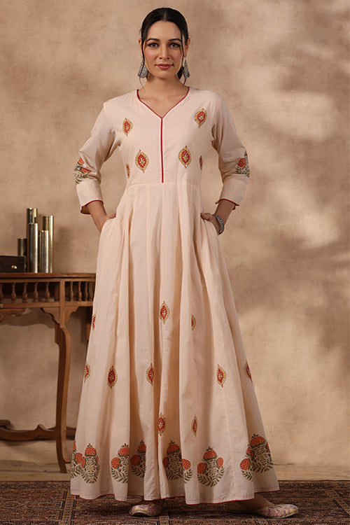 Shuddhi Peach And Orange Long Dress