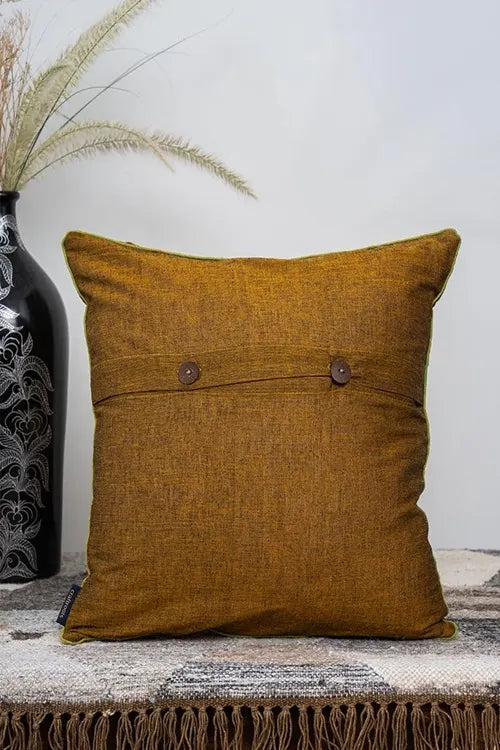 Craftroots Pink & Mustard Applique Patchwork Cushion Cover Set Of 2