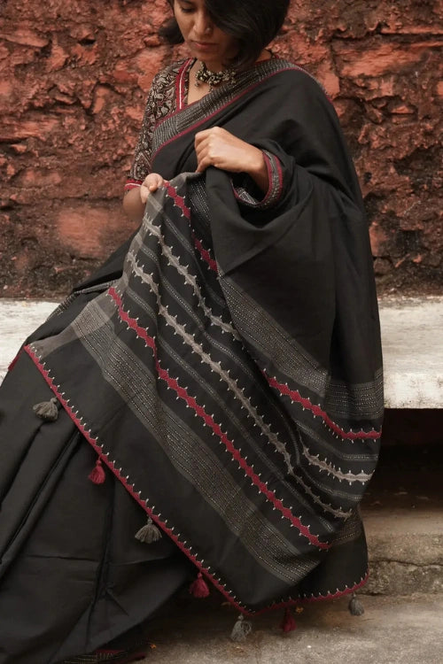 Sadhna"Kaala Sutra"Mangalagiri Cotton Applique Saree