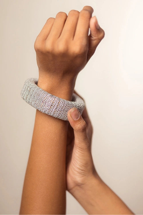 Samoolam Rangat Silver Zari Chunky Bangle (Set Of 2)