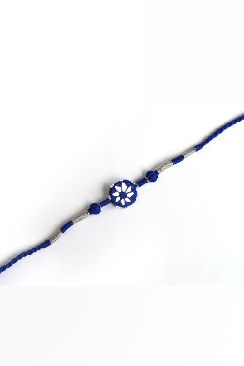 Antarang- Patwa Mirror Work, 100% Cotton, Bhai Rakhi Set. Blue- Red Made By Divyang Rural Women.