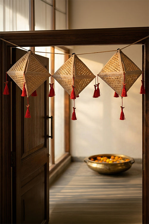 Greenkraft Jhoomar Handcrafted Bamboo Lantern Natural