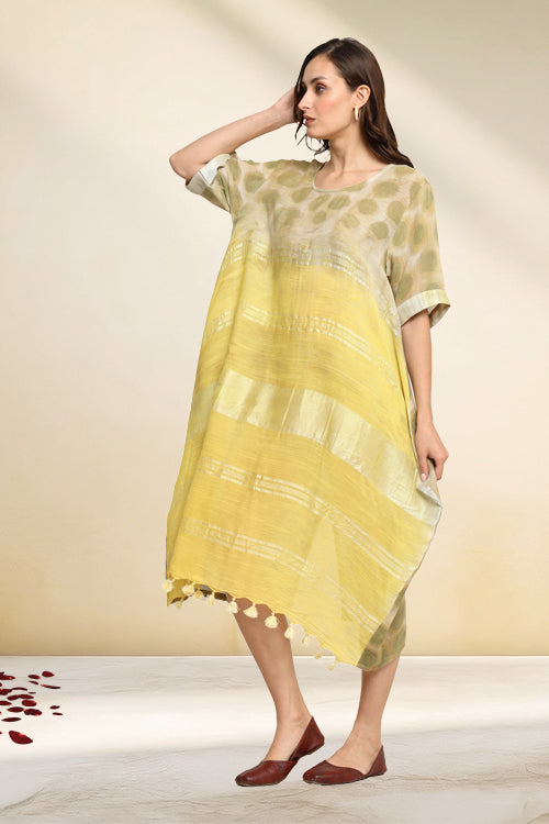 Bageeya "Basant"  Handwoven Slub Cotton Dress