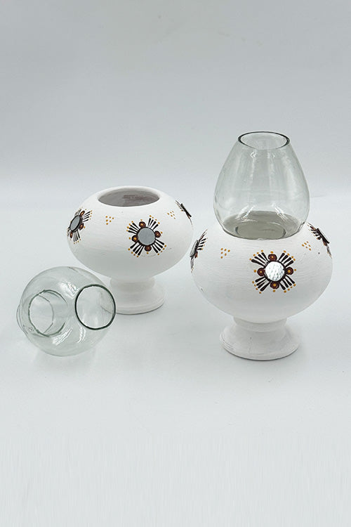 Antarang- Traditional Oil Lamps- Akhand Diyas- White(Set Of 2)