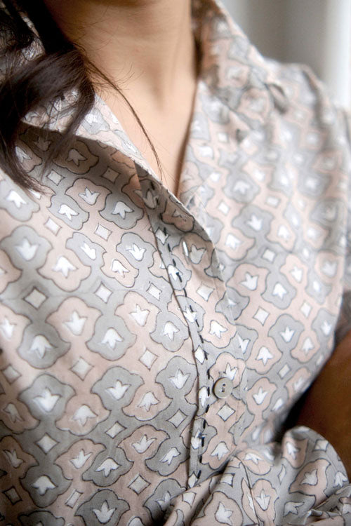 Dharan Kantha Embroidery "Grey Vibe Shirt"