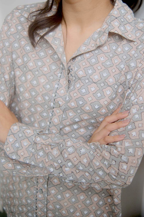Dharan Kantha Embroidery "Grey Vibe Shirt"