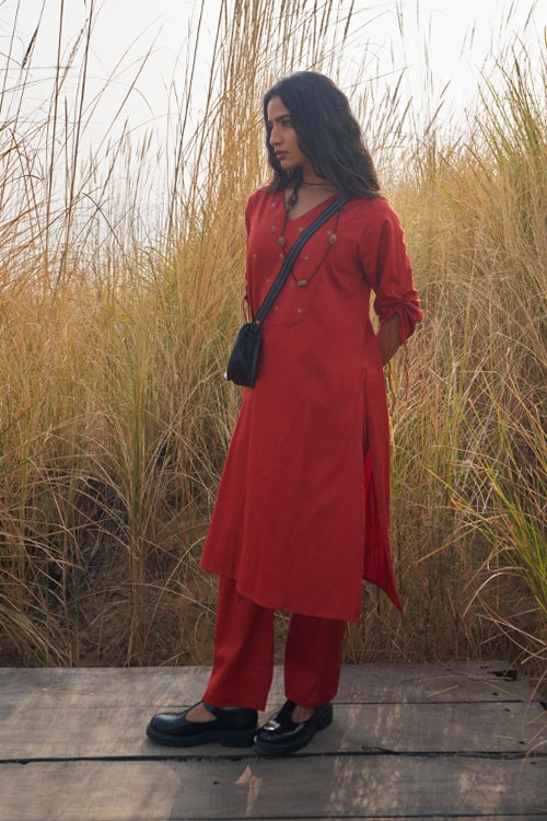 Dharan "Red Kyoot Kurta Set"