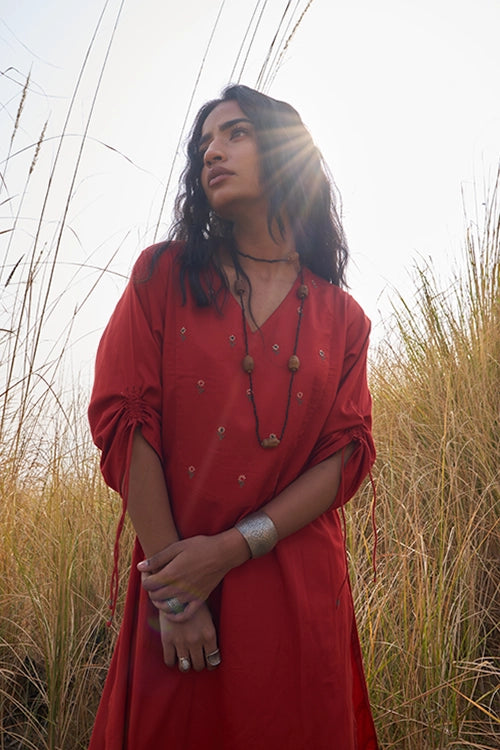 Dharan "Red Kyoot Kurta Set"