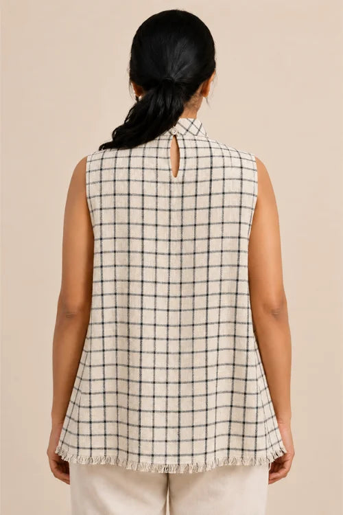 Moralfibre Highneck Side Pannel Checkered Black Top