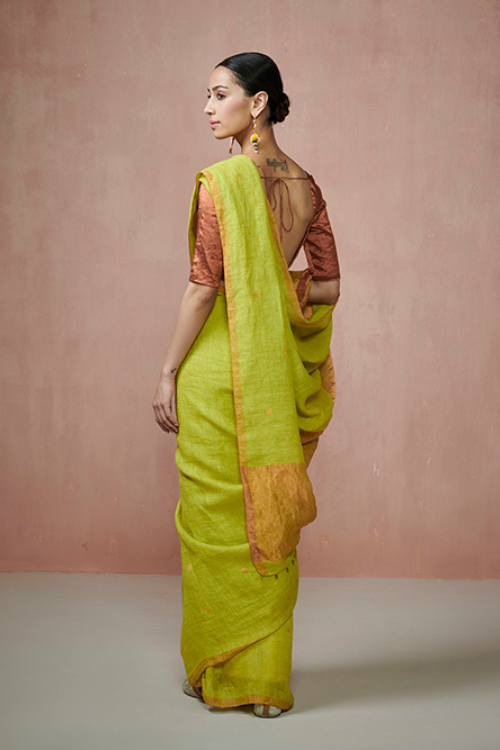 Dressfolk Firefly Forest Linen Saree