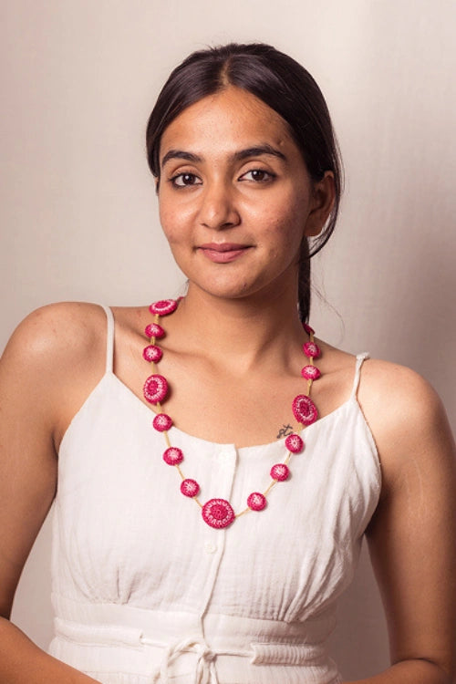Samoolam Gulnaar Pink Tikkis - Chain Necklace