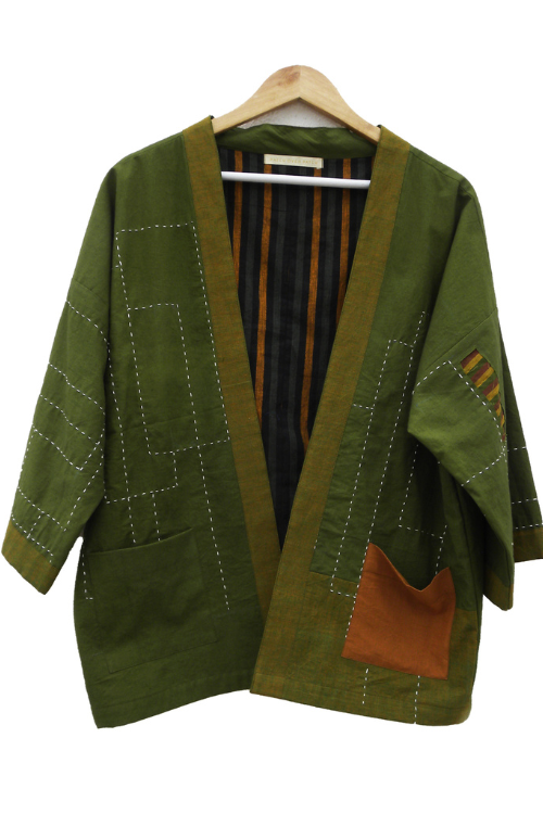 Patch Over Patch Khakhi Green Jacket