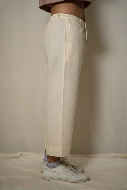 Moralfibre Ecru Double Stich Side Pannel Pants