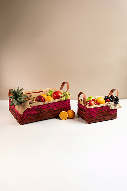 Greenkraftblush Handcrafted Bamboo Tray - Set Of 2