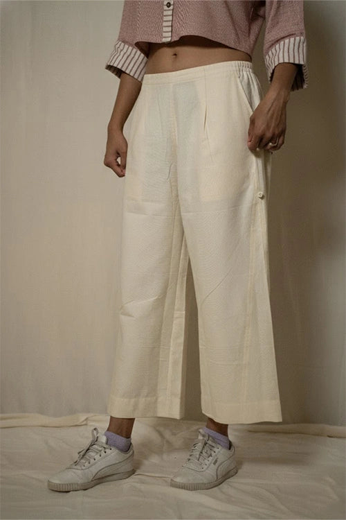 Moralfibre Ecru Double Stich Side Pannel Pants