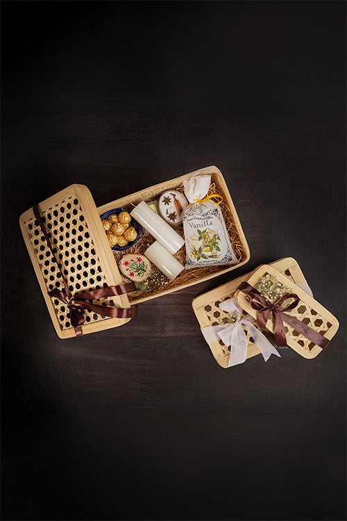 Greenkraftmira Handcrafted Bamboo Rectangular Box - Set Of 3