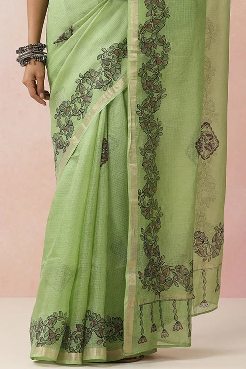 Diorama Designs "Kamalika" Handpainted Pure Kota Silk Saree