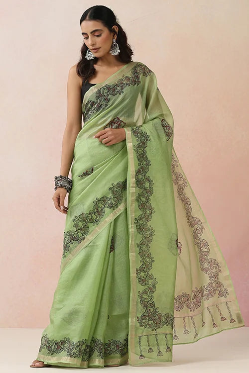 Diorama Designs "Kamalika" Handpainted Pure Kota Silk Saree