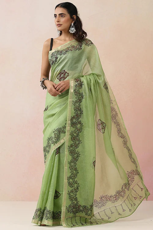 Diorama Designs "Kamalika" Handpainted Pure Kota Silk Saree