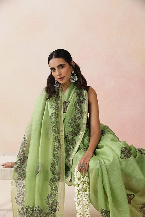 Diorama Designs "Kamalika" Handpainted Pure Kota Silk Saree