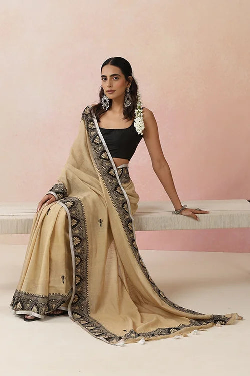 Diorama Designs "Raatrani" Handpainted Cotton Saree