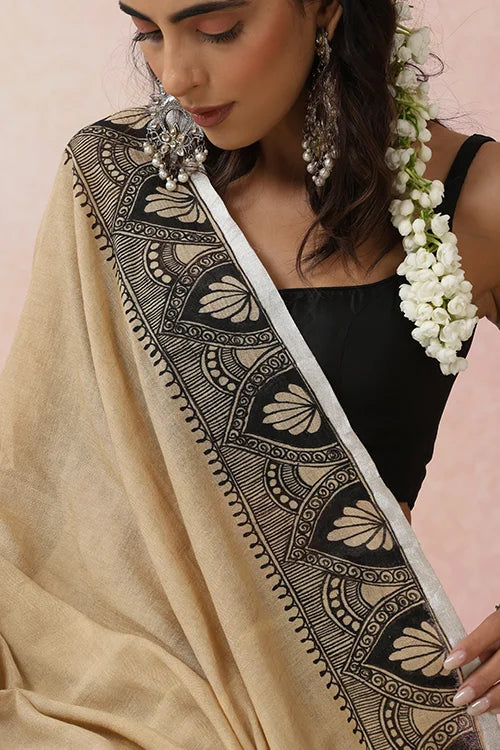 Diorama Designs "Raatrani" Handpainted Cotton Saree