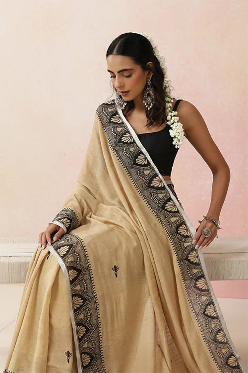 Diorama Designs "Raatrani" Handpainted Cotton Saree