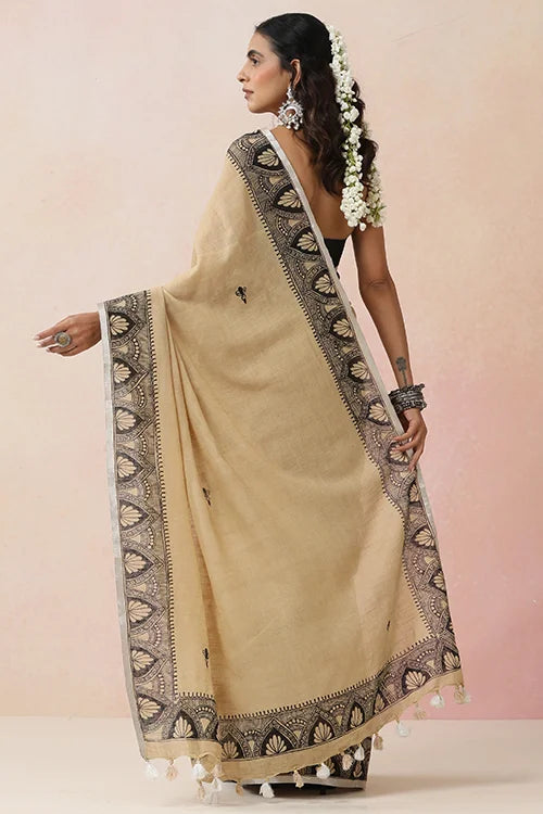 Diorama Designs "Raatrani" Handpainted Cotton Saree